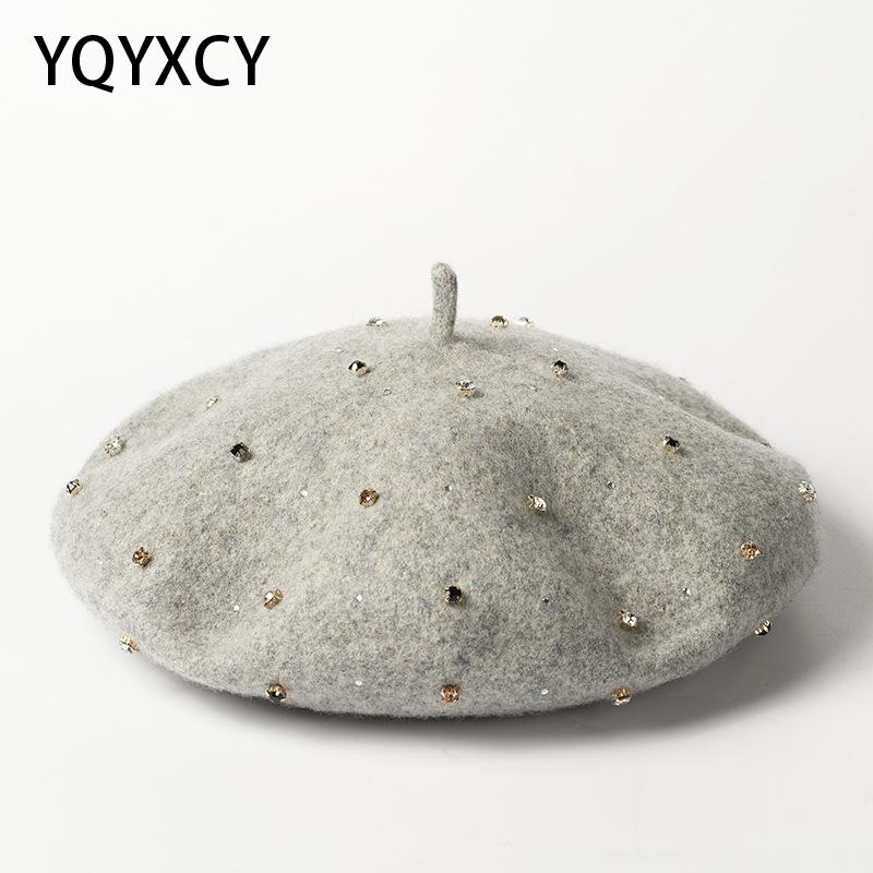 Berets Hand Sewing Wool Beret Women Hat Autumn Winter Rhinestone Cap Female Korean Painter Boina Gorras Vintage, Black
Berets Hand Sewing Wool Beret Women Hat Autumn Winter Rhinestone Cap Female Korean Painter Boina Gorras Vintage, Black
