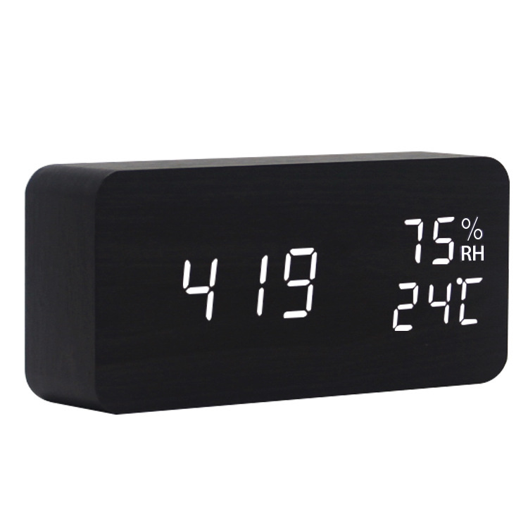 LED Wood Clock Home Furnishing Sound Control LED Intelligence Alarm Clock Originality Noctilucent Mute Humiture Alarm
LED Wood Clock Home Furnishing Sound Control LED Intelligence Alarm Clock Originality Noctilucent Mute Humiture Alarm