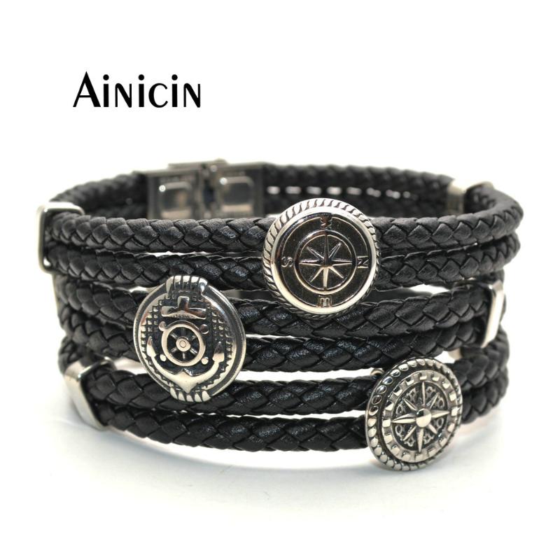 1pc Genuine Black Leather Wristband Men's Bracelets Stainless Steel Compass Anchor Star Class Bangles Jewelry Gift
1pc Genuine Black Leather Wristband Men's Bracelets Stainless Steel Compass Anchor Star Class Bangles Jewelry Gift
