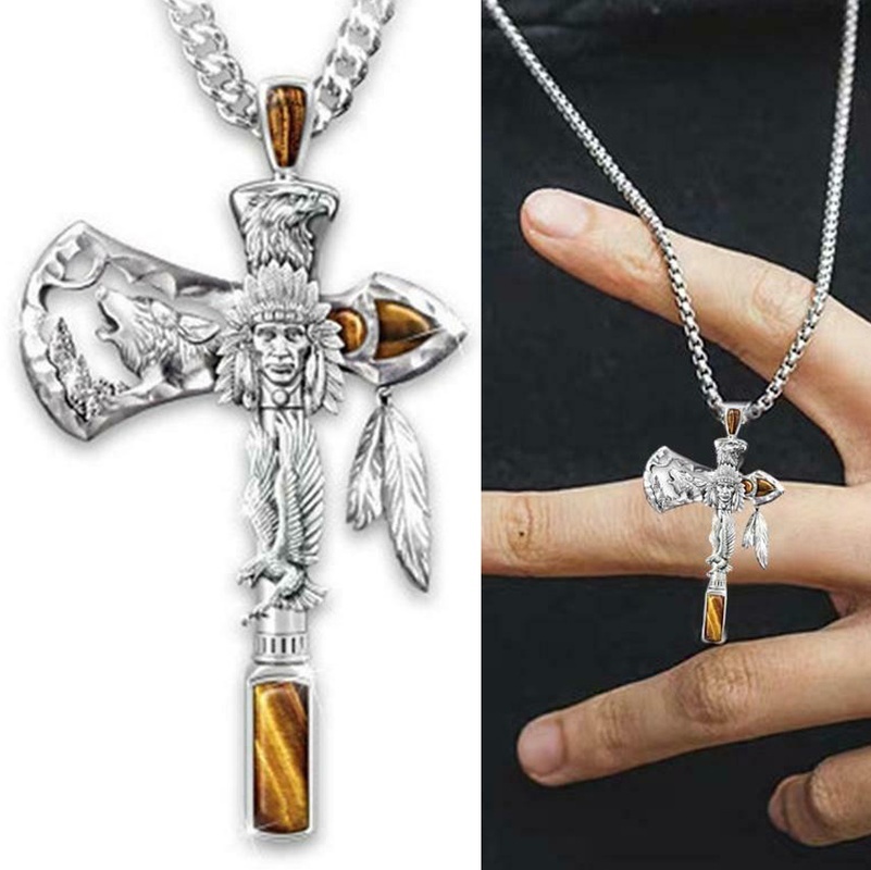 Viking Eagle Wolf Ax Necklaces for Men Animal Gothic Indians Silver Pendant Cross Necklace Party Jewelry Accessories
Viking Eagle Wolf Ax Necklaces for Men Animal Gothic Indians Silver Pendant Cross Necklace Party Jewelry Accessories