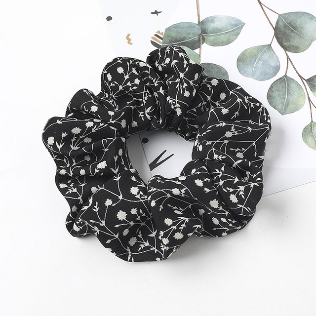 Vintage Print Hair Scrunchies Ladies Chiffon Scrunchie Women Elastic Hair Bands Girls Headwear Floral Hair ties accessories