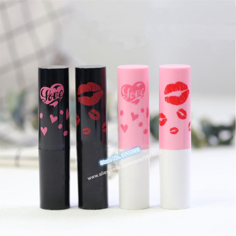 

4g Cute Pink Black Heart Lips Cosmetics Direct Filling Empty Lipstick Tube Lip Container Lipstick Shell Sample Packaging