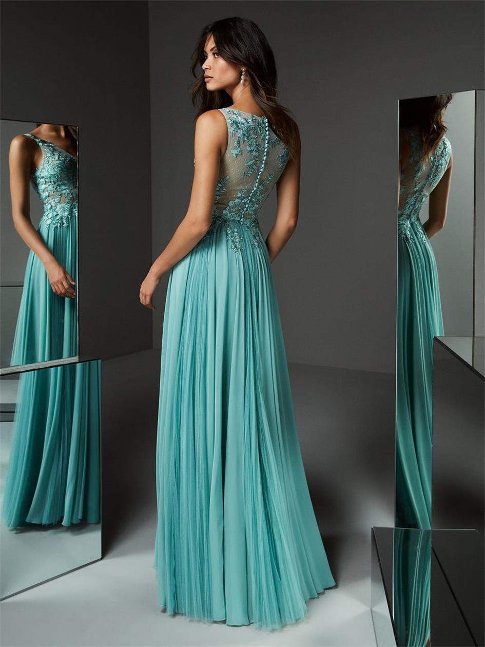 Elegant V Neck Evening Dresses Button Back Prom Dress Floor Length Blue Tulle Custom Made Formal Party Gowns
