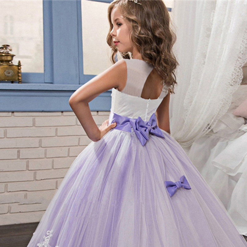 Kids Girls Party Wedding Princess Evening Gown Dresses Bithday Gift Pageant Dress Lace Appliques Back to school uniform 0508
