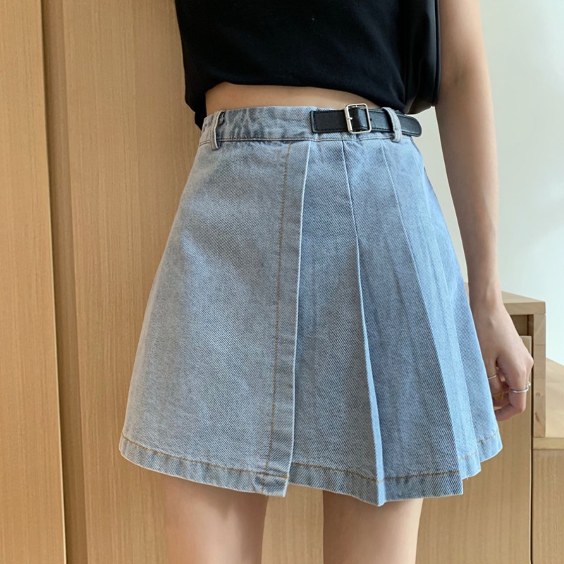 Lady Girl Summer New Style Denim Skirt Pleated Dress High Waist Accentuate Body Figure Easy Paired Women Short A-line Dress, Blue
Lady Girl Summer New Style Denim Skirt Pleated Dress High Waist Accentuate Body Figure Easy Paired Women Short A-line Dress, Blue