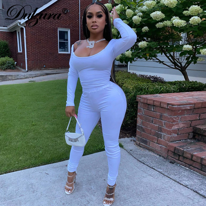 Dulzura solid women two piece set crop top t shirt long sleeve leggings bodycon sexy stretch 2020 autumn winter tracksuit sporty, White
Dulzura solid women two piece set crop top t shirt long sleeve leggings bodycon sexy stretch 2020 autumn winter tracksuit sporty, White