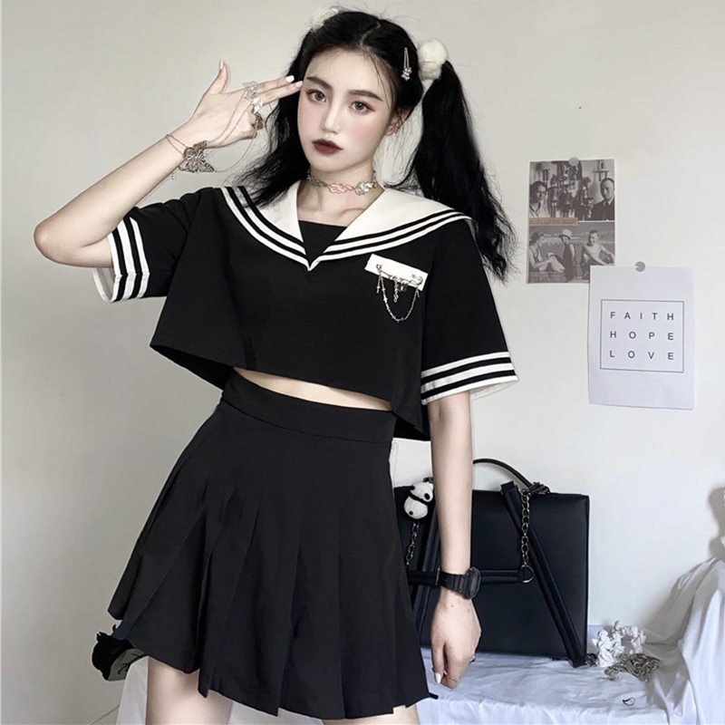 2PCS/Set Japanese dark Suits & Sets Gothic summer big size fun Harajuku new punk hip hop female loose Ulzzang two piece set, Black01
2PCS/Set Japanese dark Suits & Sets Gothic summer big size fun Harajuku new punk hip hop female loose Ulzzang two piece set, Black01