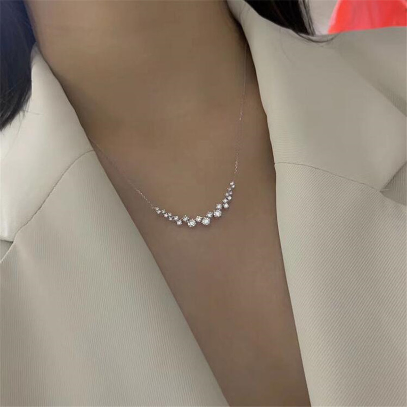 Choucong Victoria New Arrival Jewelry Sterling Sier Round Cut White CZ Dia Gemstones Promise Clavicle Pendant Necklace Gift