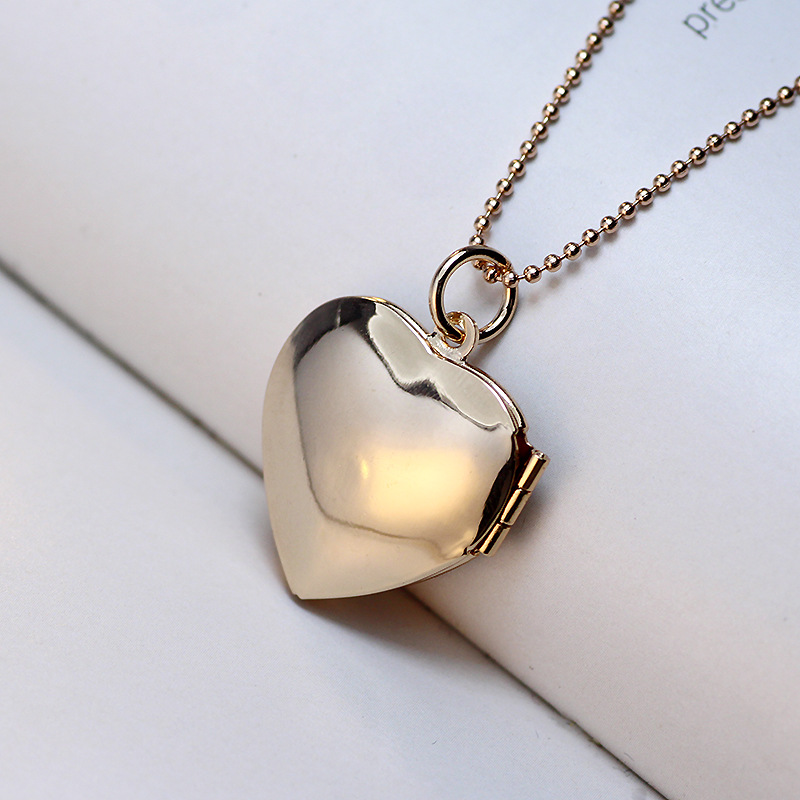 6 color Rhinestones Box Photo Frame Locket Pendant Necklace Fashion Heart Jewelry For Women Love Gift