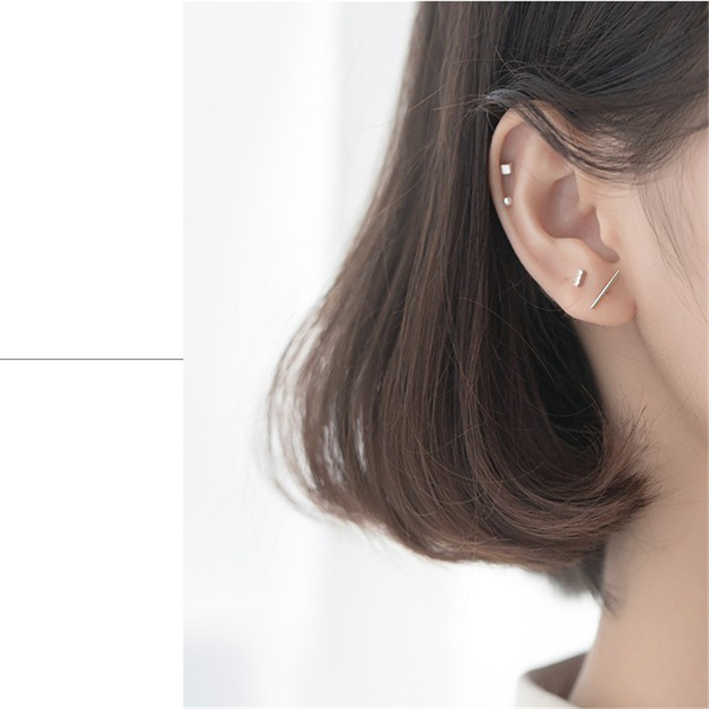 5Pcs/set 925 Sterling Silver Stud Earrings Minimalist Mix Round Ball Bar Geometric CZ Zircon Earrings Fine Jewelry Gift