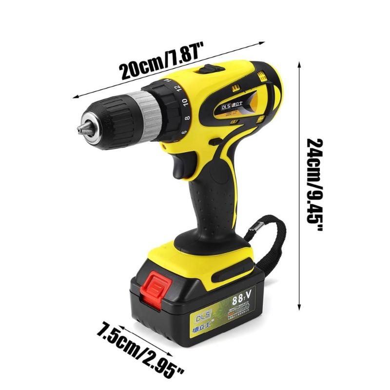11800mAh 88TV 2-Speed Electric Cordless Drill 2-13MM Screwdriver Rechargeable Li-ion BatteryX2 60NM W/ Drill Bits Accessories 
11800mAh 88TV 2-Speed Electric Cordless Drill 2-13MM Screwdriver Rechargeable Li-ion BatteryX2 60NM W/ Drill Bits Accessories