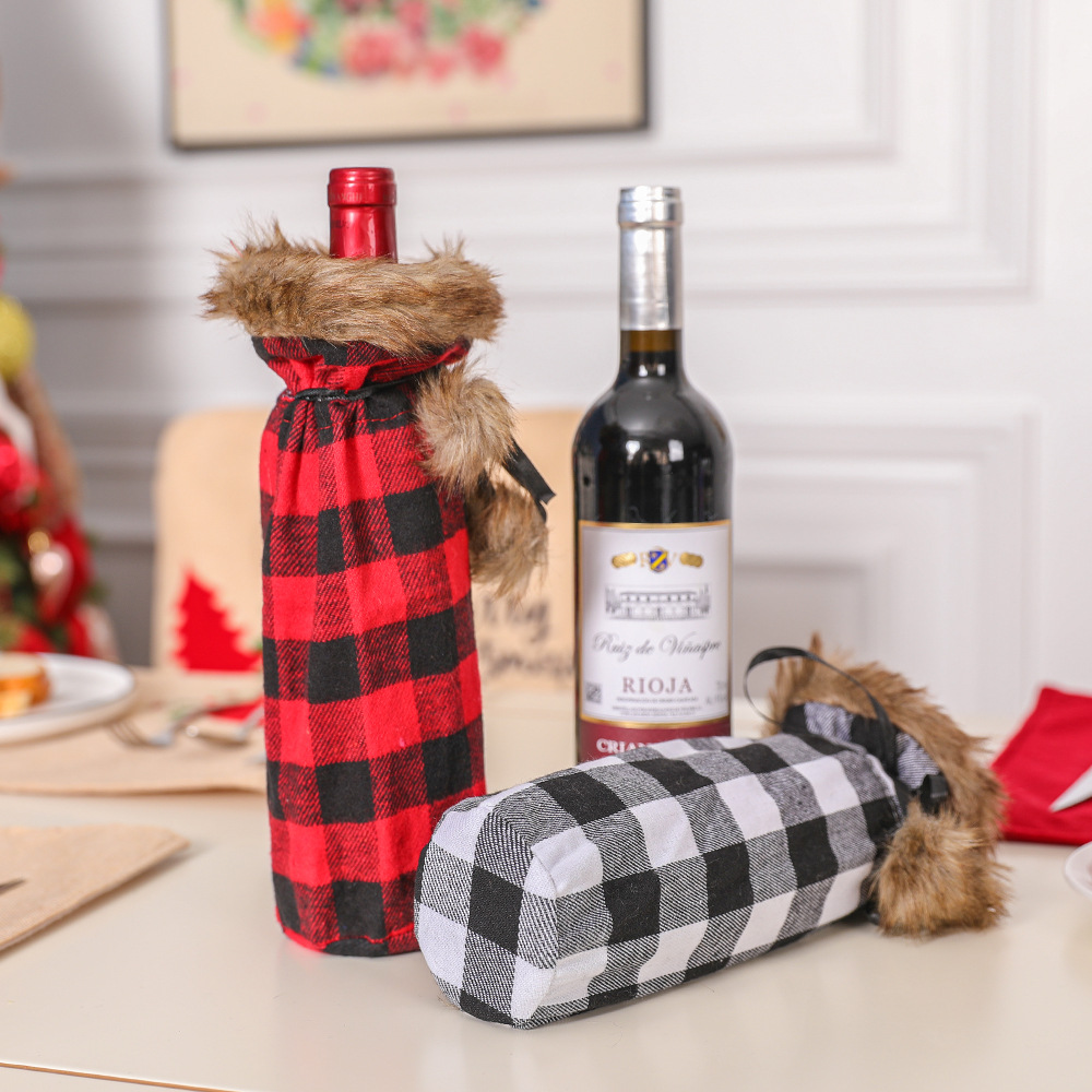 Bottle Cover Plaid linen Wine Bags Christmas Lapel Red Wine Bottle Cover Christmas Decorations Wine Sets Dinner
Bottle Cover Plaid linen Wine Bags Christmas Lapel Red Wine Bottle Cover Christmas Decorations Wine Sets Dinner