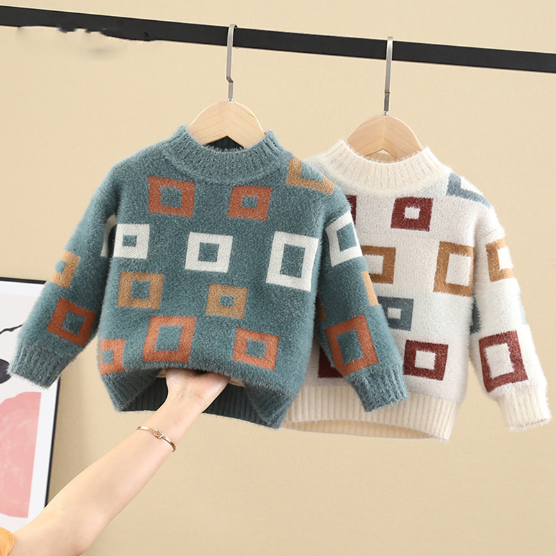 2020 Children pullover sweater winter thick Imitation mink kids sweater for girl Square pattern autumn baby girl clothes 1-6year
2020 Children pullover sweater winter thick Imitation mink kids sweater for girl Square pattern autumn baby girl clothes 1-6year