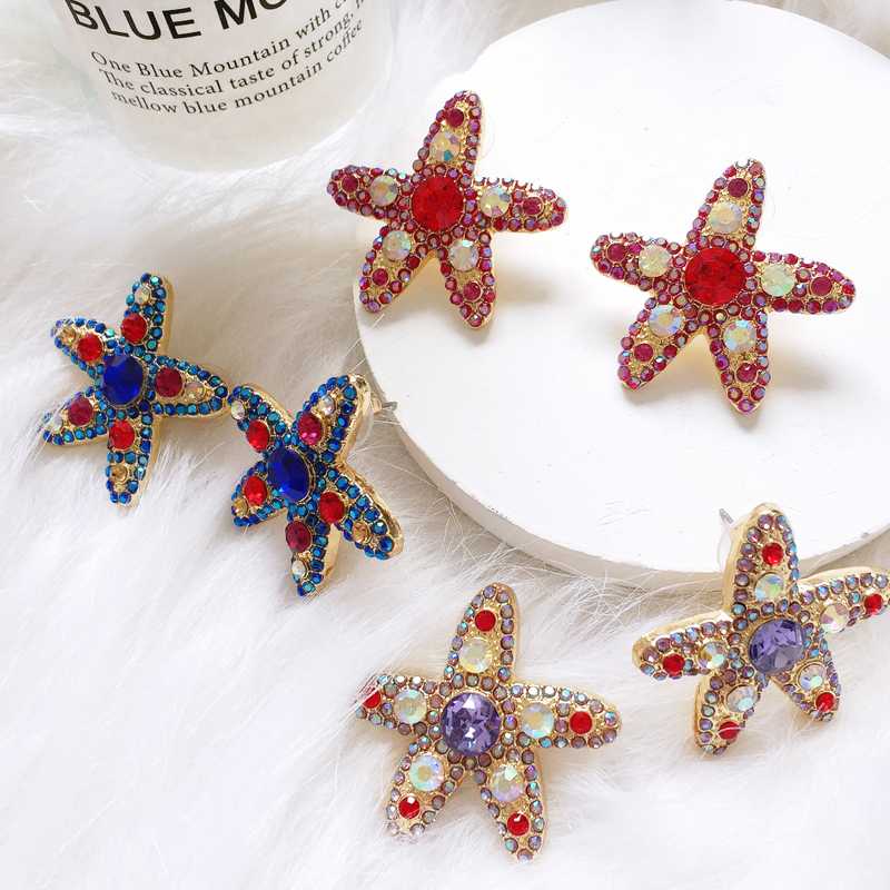 Ztech New Fashion Jewelry Style Earrings Handmade Purple/Blue Rhinestone Sweet Five Stars Stud Crystal Earrings Women Girl
Ztech New Fashion Jewelry Style Earrings Handmade Purple/Blue Rhinestone Sweet Five Stars Stud Crystal Earrings Women Girl