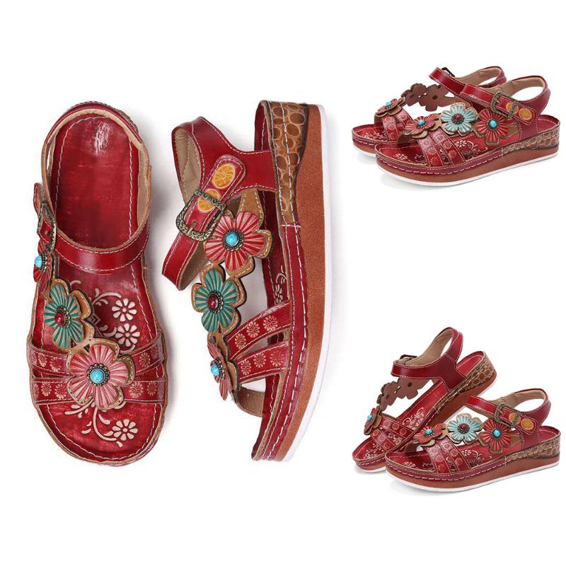 2020 New Women Sandals Comfort Soft Stitching Sandals Female Print Flat Open Toe Beach Shoes Woman Footwear US Size 6-9, Red 
2020 New Women Sandals Comfort Soft Stitching Sandals Female Print Flat Open Toe Beach Shoes Woman Footwear US Size 6-9, Red