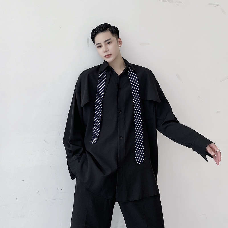 Male Streetwear Hip Hop Long Style White Black Shirt Men Stripe Tie Shawl Splice Loose Youth Fashion Casual Long Sleeve Shirt, 9945 white
Male Streetwear Hip Hop Long Style White Black Shirt Men Stripe Tie Shawl Splice Loose Youth Fashion Casual Long Sleeve Shirt, 9945 white