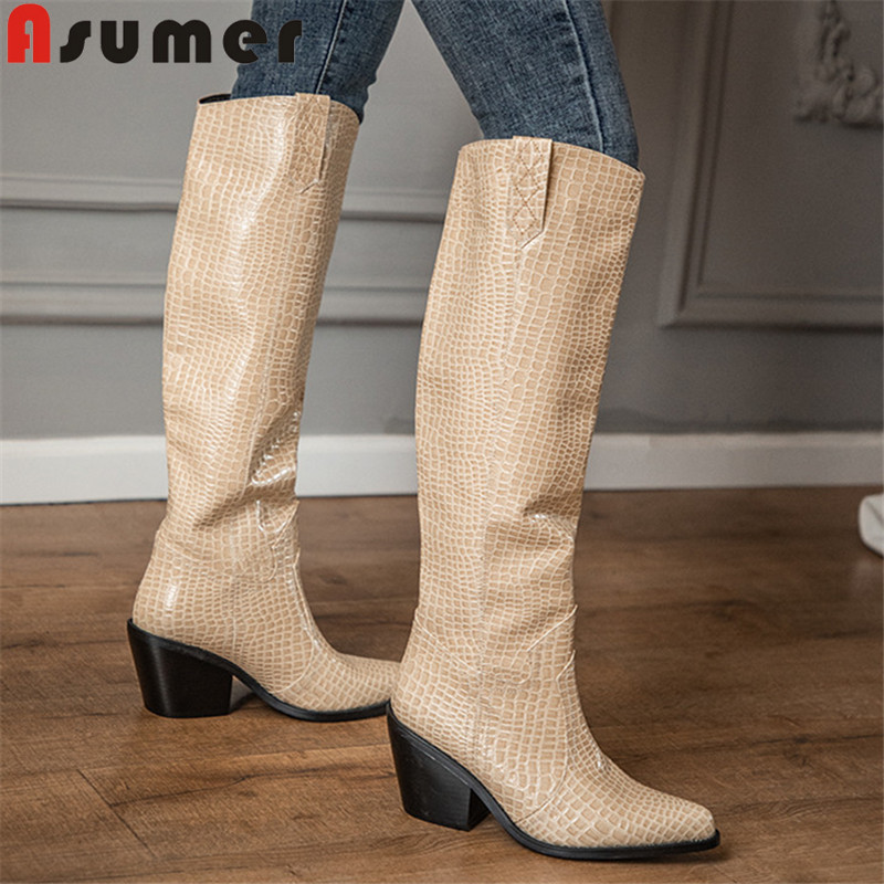 ASUMER 2020 hot sale cowboy western boots women European Style thick heel casual shoes autumn winter knee high boots woman, Beige
ASUMER 2020 hot sale cowboy western boots women European Style thick heel casual shoes autumn winter knee high boots woman, Beige