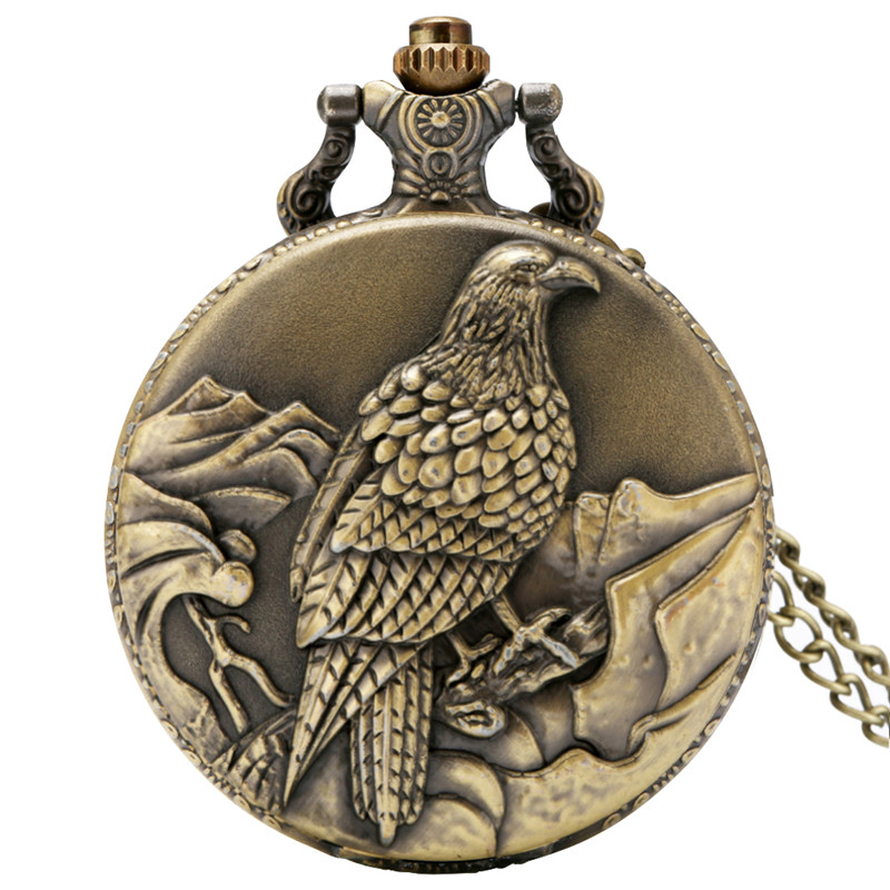Classic Antique 3D Big Eagle Bird Pocket Watch Retro Bronze Quartz Analog Watches Necklace Chain for Men Women Gift
Classic Antique 3D Big Eagle Bird Pocket Watch Retro Bronze Quartz Analog Watches Necklace Chain for Men Women Gift