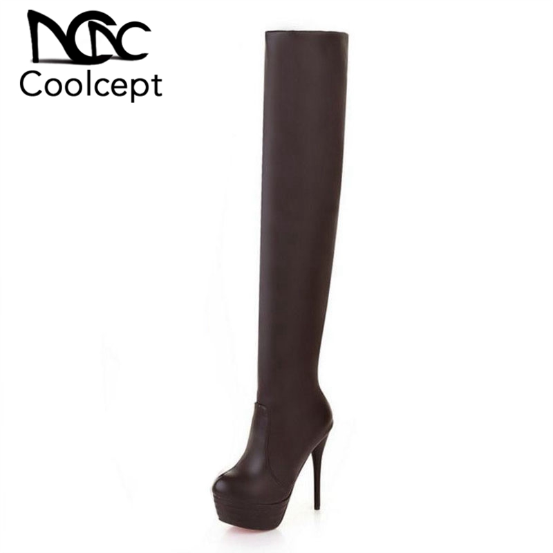 CoolCept Size 31-43 Women High Heel Boots Over Knee Platform Shoes Female Solid Fur Botas Fashion Pointed Toe Footwear, Black
CoolCept Size 31-43 Women High Heel Boots Over Knee Platform Shoes Female Solid Fur Botas Fashion Pointed Toe Footwear, Black