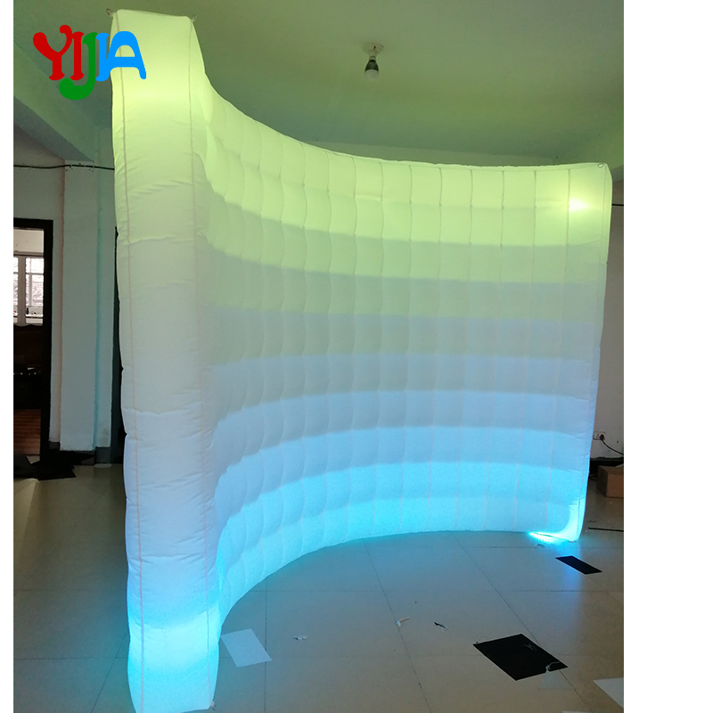 Multi LED Color changing 10ft Wedding Party Photo Booth backdrop Inflatable Wall With LED Strips Top and Bottom wall Sales