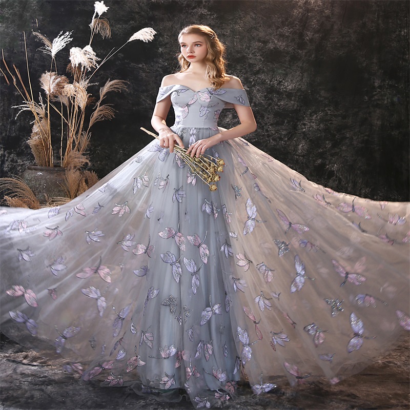 new arrival evening dresses offshoulder sleeveless sequins appliqued lace ruched tulle chic formal prom dress custom made long party gown