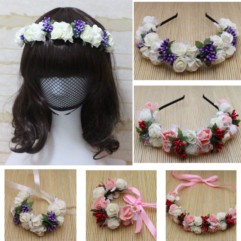 5pcs/lot Women Flower Hairbands Girls Bracelets PE Flowers With Plastic Berry Headwear For Bride Wedding Wear, Pink bracelets
5pcs/lot Women Flower Hairbands Girls Bracelets PE Flowers With Plastic Berry Headwear For Bride Wedding Wear, Pink bracelets