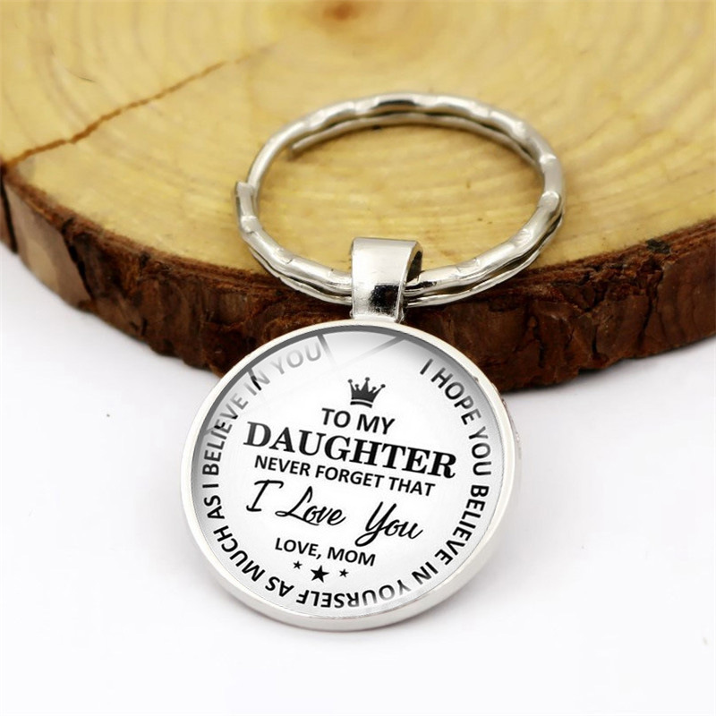 WG 1pc To My Beloved Daughter Time Jewel Cabochon Keychain Keyrings Pendant Metal Glass Ball Keyring Accessories
WG 1pc To My Beloved Daughter Time Jewel Cabochon Keychain Keyrings Pendant Metal Glass Ball Keyring Accessories
