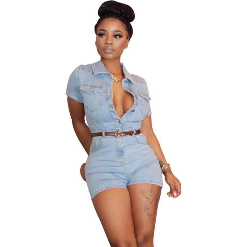 Echoine Sexy Denim Playsuit Button Jumpsuit Skinny Bodycon Women Party Club Outfits Summer Overalls, Blue
Echoine Sexy Denim Playsuit Button Jumpsuit Skinny Bodycon Women Party Club Outfits Summer Overalls, Blue