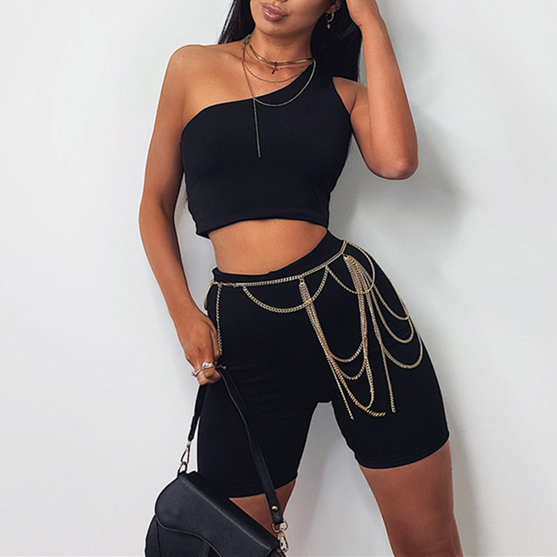 Fashion Sexy 2pcs Set Streetwear Women One Shoulder Vest Top+High Waist Skinny Stretch Shorts Fitness Yoga Casual Sportswear, Black
Fashion Sexy 2pcs Set Streetwear Women One Shoulder Vest Top+High Waist Skinny Stretch Shorts Fitness Yoga Casual Sportswear, Black