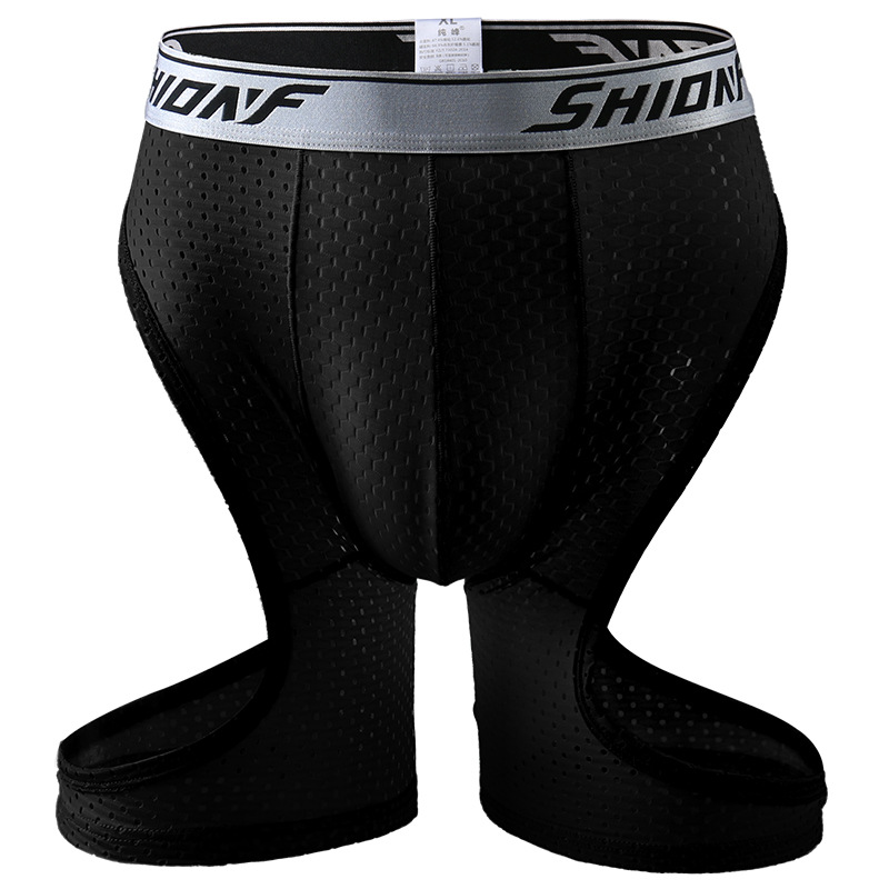 Shionf Side Hollow Out Boxer Male Long Leg Mens Boxershorts Anti Slide XL-5XL Sexy Underwear with Bulge Pouch Hombre Panties