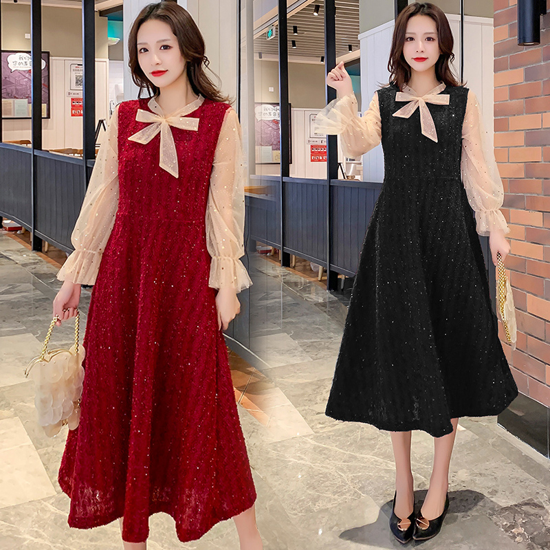Breastfeeding Dress 2020 New Mesh Yarn Splicing Horn Sleeve Long Dress Feeding Clothes, Black
Breastfeeding Dress 2020 New Mesh Yarn Splicing Horn Sleeve Long Dress Feeding Clothes, Black