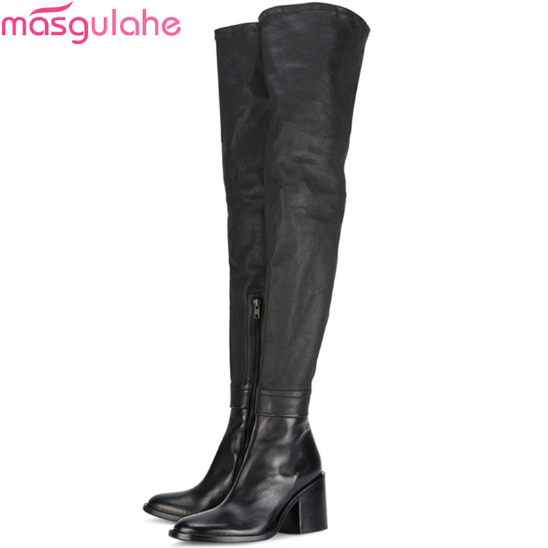 Masgulahe 2020 hot sale new over the knee boots women round toe zip pu+cow leather boots high heels autumn winter women, Black
Masgulahe 2020 hot sale new over the knee boots women round toe zip pu+cow leather boots high heels autumn winter women, Black