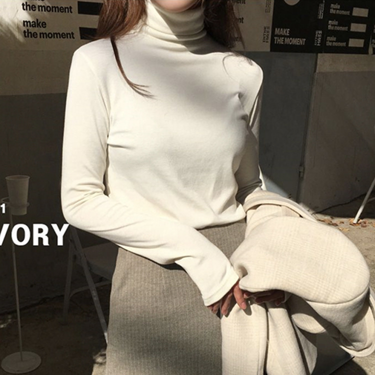 Autumn Winter Sweater Women Basic Slim Fitted Office Lady Turtleneck Pullovers Solid CX200810