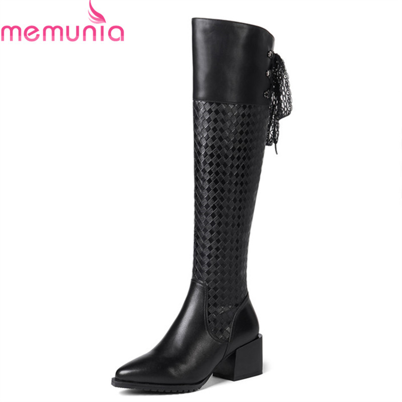 MEMUNIA 2020 Winter genuine leather knee high boots fashion pointed toe high heels boots keep warm ladies shoes big size 34-42, Black
MEMUNIA 2020 Winter genuine leather knee high boots fashion pointed toe high heels boots keep warm ladies shoes big size 34-42, Black