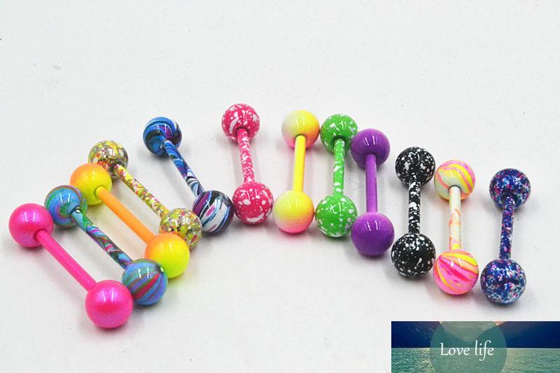 100pcs Body Jewelry Piercing Tongue Ring Barbells Nipple Bar 14g Mix Nice Colors Christmas Gift