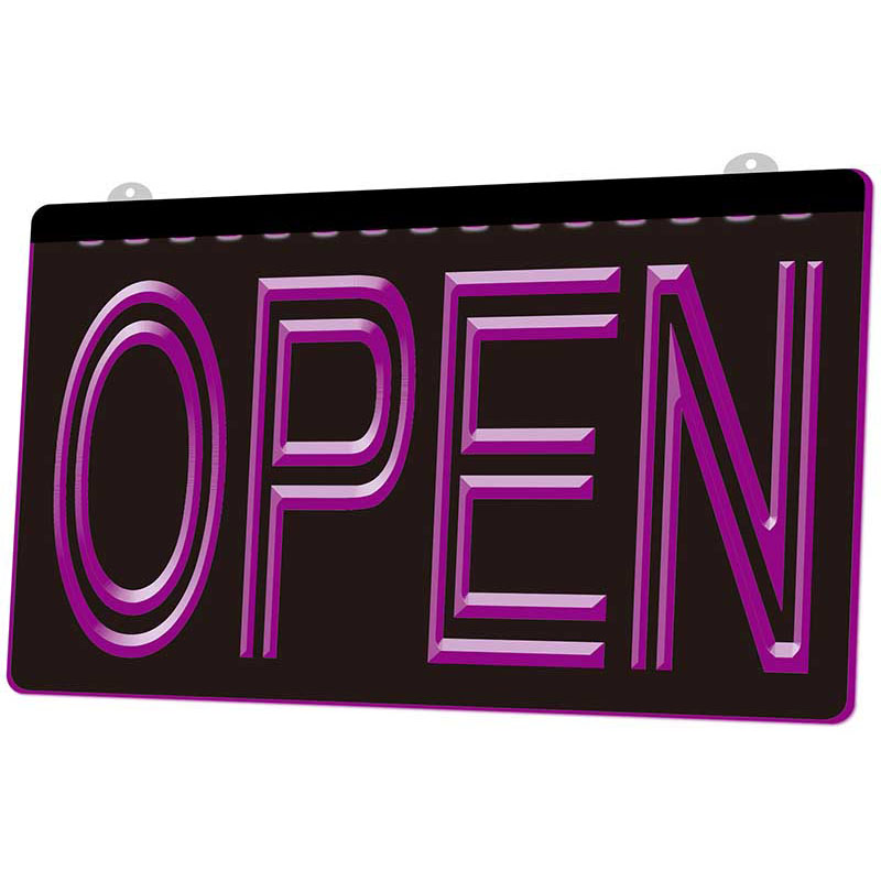 LS0004 Light Sign OPEN Overnight Shop Bar Pub Club 3D Engraving LED Wholesale Retail