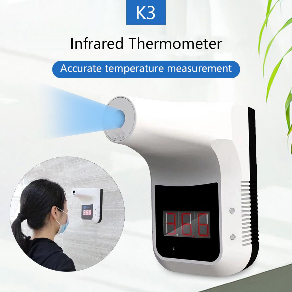 Non Contact Infrared Thermometer K3 Wall Mount Self Service Temperature Detector Automatic LCD Display Alarm Measurement