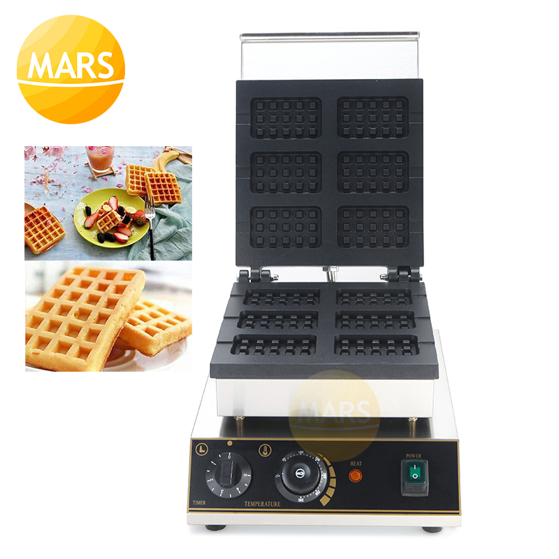 

Commercial Waffle Maker Non-stick Electric Waffle Iron Baker Machine 6pcs on stick Toaster Snack Machine 220v 110v