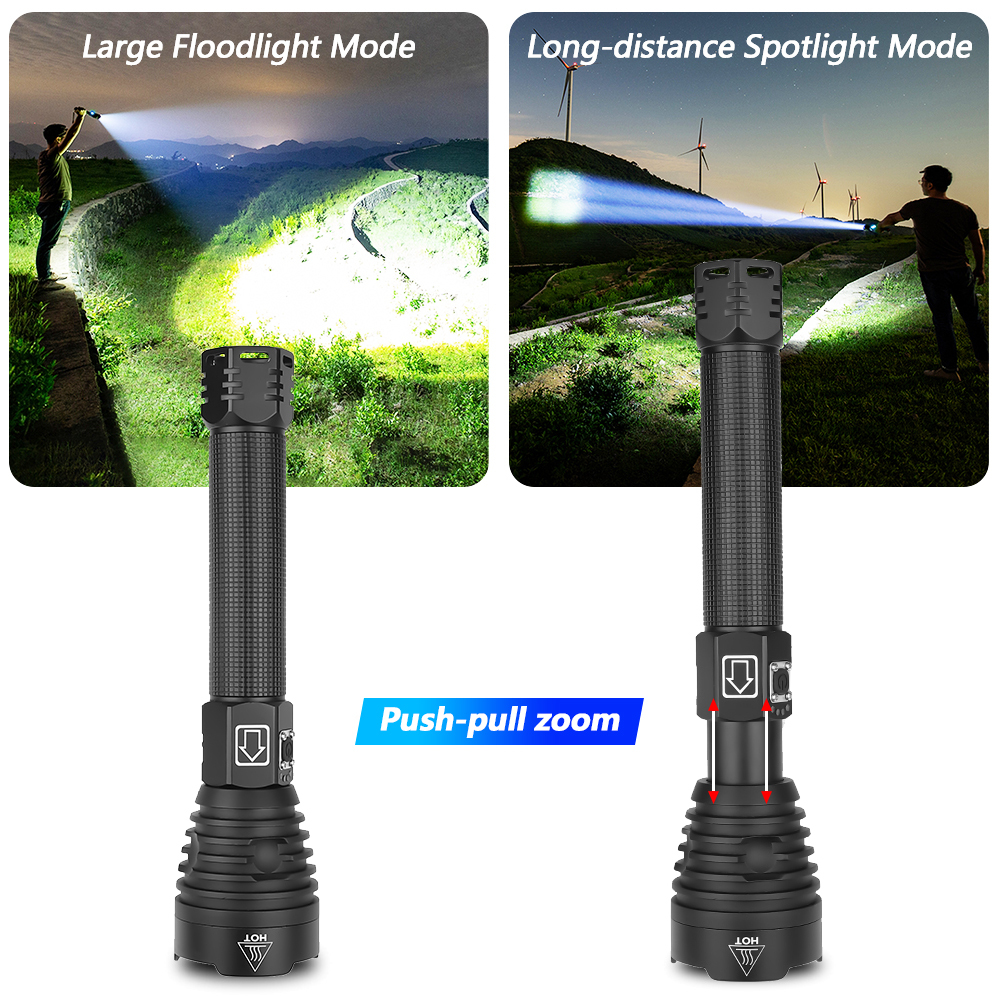 40000LM 902 most powerful led flashlight torch usb rechargeable tactical flashlights 18650 or 26650 hand lamp 70 Y2007274127
