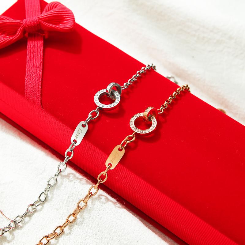 SHOWTIME kpop stainless steel bracelet for women egirl bracelets rose gold heart bead round chain bohemian bracelet 2020 crystal