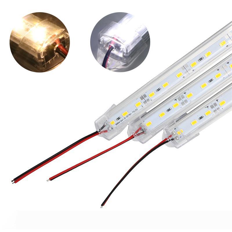 Umlight1688 12V 50-100cm rigid LED strip with 36-72 SMD 5630 LEDs in aluminum shell and milky/clear PC cover