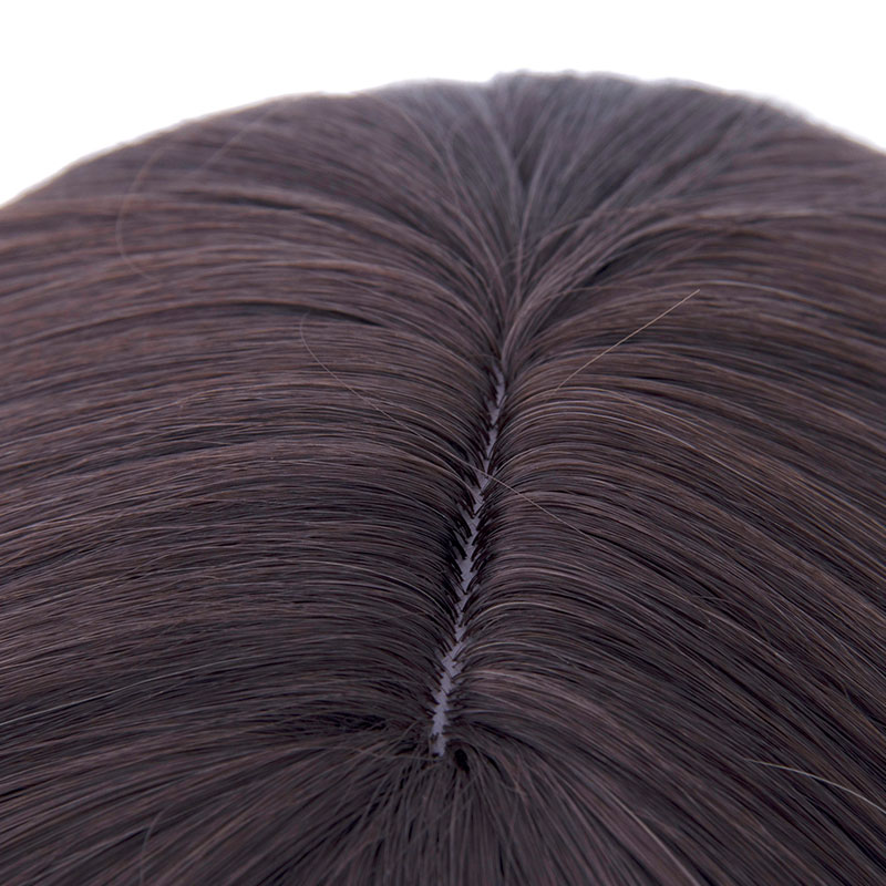 Mid Long Straight Natural Hair with Bangs Brown Ombre Cosplay Wigs For Women US