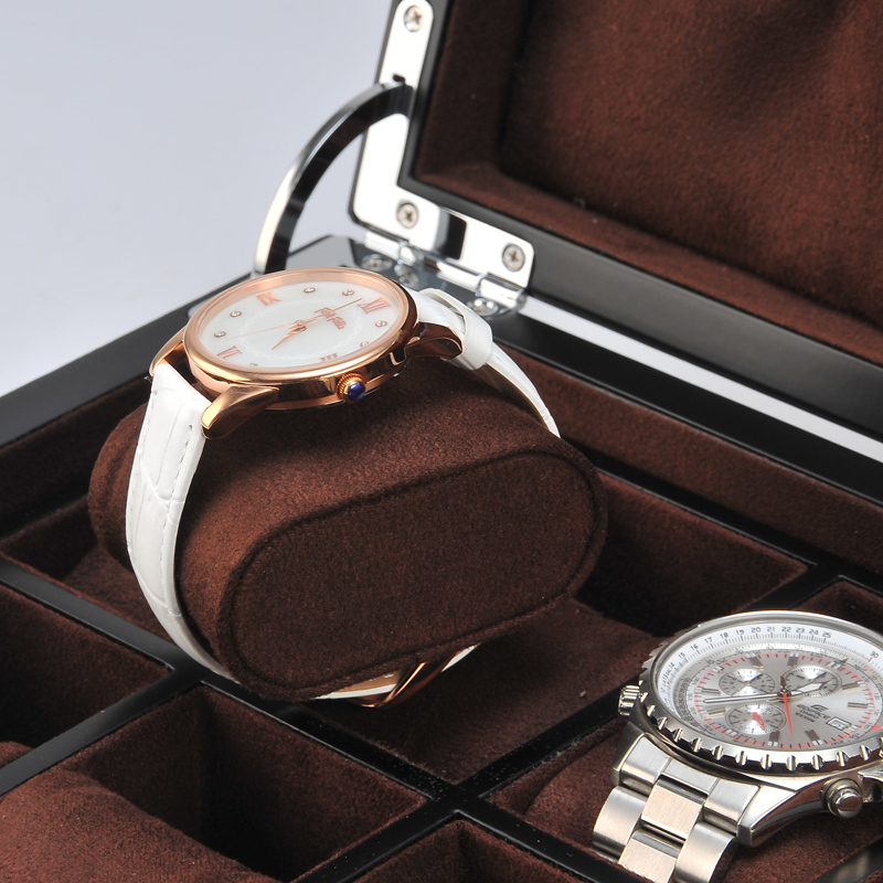 Watch Boxes & Cases 12 Slots Wooden Organizer Luxury Watches Holder Case Wood Jewelry Gift Case Storage Box With Lock
