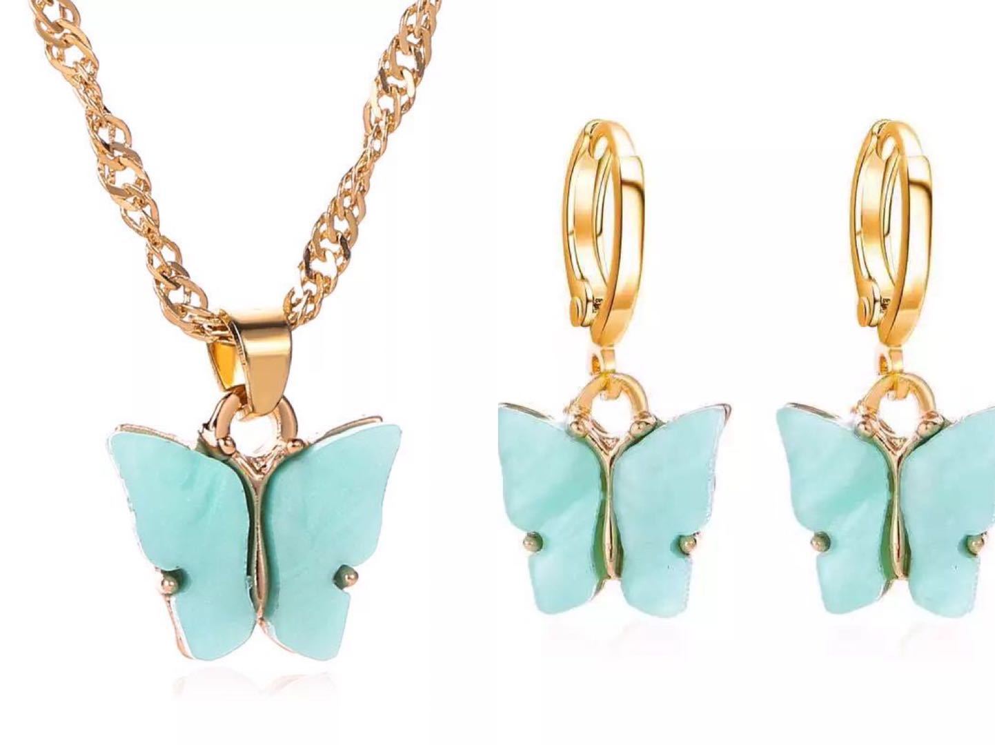 Trend Butterfly Women's Earrings Necklaces For women Set Acrylic Butterfly Earrings 2020 Fashion Animal Colorful Jewelry
