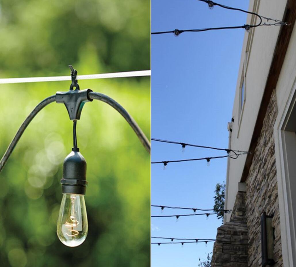 IP65 15M LED S14 String Lights Waterproof E27 Warm LED Retro Edison Filament Bulb Outdoor Street Garden Patio Holiday Lighting