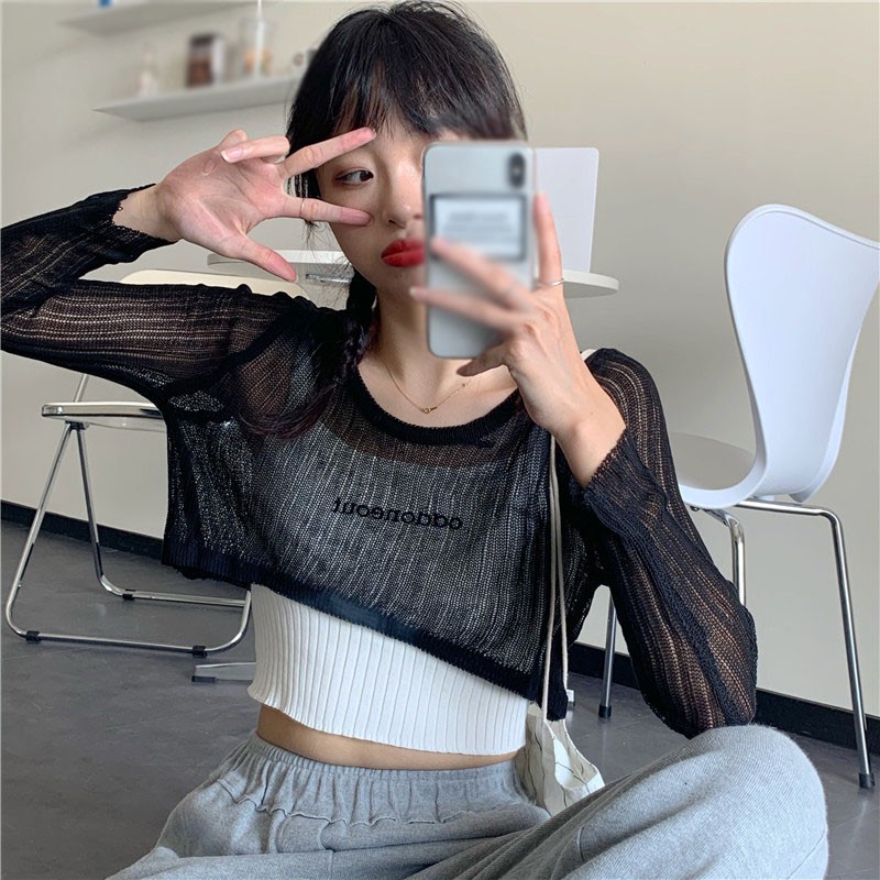 Women See-through Long-sleeved Sunscreen Tshirt Long Sleeve Streetwear Summer Autumn Tee Tops 2020
Women See-through Long-sleeved Sunscreen Tshirt Long Sleeve Streetwear Summer Autumn Tee Tops 2020