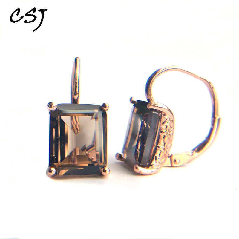 CSJ Smoky quartz gemstone Earring Sterling 925 Silver octagon 9*11mm 8Ct Fine Jewelry For Women Lady or mother Party Gift Box
CSJ Smoky quartz gemstone Earring Sterling 925 Silver octagon 9*11mm 8Ct Fine Jewelry For Women Lady or mother Party Gift Box