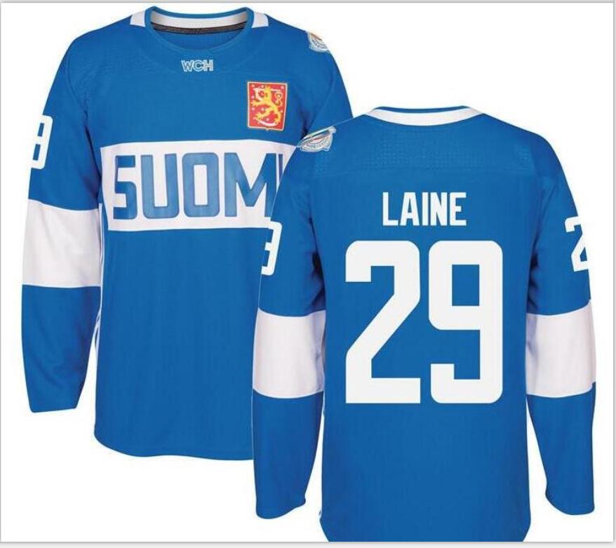 RARE BLUE WHITE Full embroidery 2016 World Cup of Hockey Finland Team #29 Patrik Laine Hockey Jersey or custom any name or number Jersey, Black
RARE BLUE WHITE Full embroidery 2016 World Cup of Hockey Finland Team #29 Patrik Laine Hockey Jersey or custom any name or number Jersey, Black