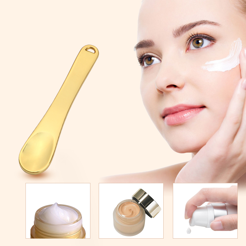 Gold Gesichtscreme Metall Gesichtsmaske Löffel Mini Hautpflege Schönheit Kosmetik Spatel Löffel Augengesichtscreme Mischspatel Scoop Stick