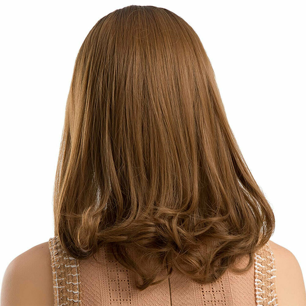 Women Short Curly Bob Wig Synthetic Brown Wig With Bangs Party Daily Prop